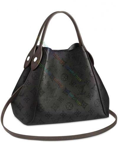 Louis Vuitton Hina Perforated Monogram Design Sides Snap Hook Women Black Leather City Bag Online PM M54350
