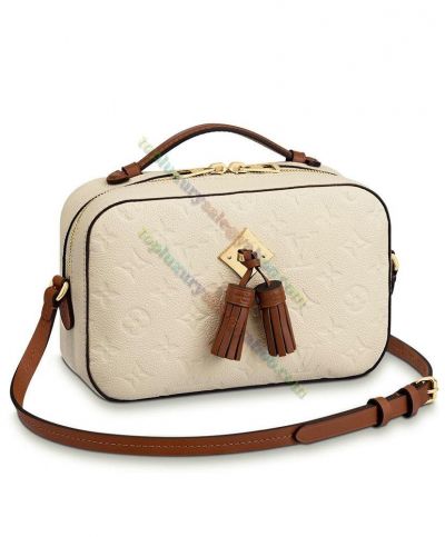 Louis Vuitton Saintonge Monogram Embossed Coffee & White Single Top Handle Female Latest Zipper Crossbody Bag 