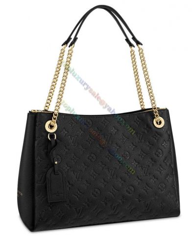  Louis Vuitton Monogram Surene MM Black Cowhide Leather Golden Chain Strap High End Crossbody Bag