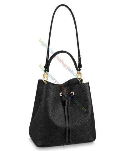 Louis Vuitton Neonoe MM Monogram Pattern Black Cowhide Leather Women 2022 Latest Bucket Bag Price List M45256