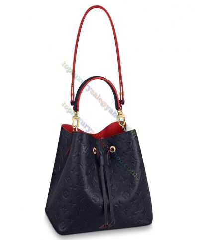 Louis Vuitton Neonoe MM M45306 Monogram Empreinte Leather Red Top Handle Fashion Blue Shoulder Bag For Ladies