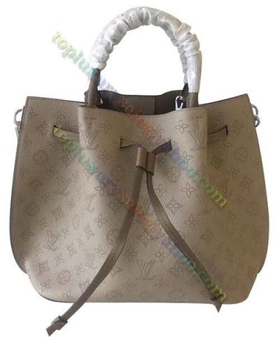 Louis Vuitton  Girolata Classic Monogram Printing Drawstring Closure Female Grey Cowhide Leather Tote Bag 