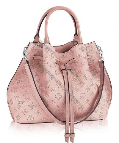  Louis Vuitton Girolata Pink Cowhide Leather Perforated Monogram Pattern Silver Hardware Sweet Style Handbag For Ladies