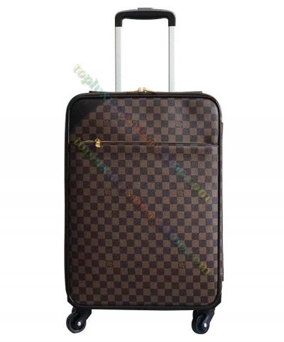 Louis Vuitton Damier Pegase Light 50 Front Zipper Pocket Yellow Gold Hardware Plated  Brown Canvas Rolling Luggage 