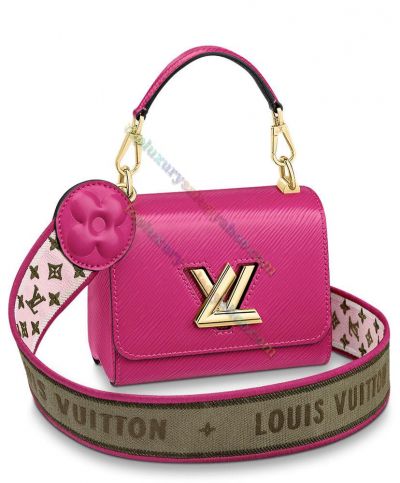 Louis Vuitton Twist Mini Monogram Pattern Strap LV Lock Women Fuchsia Epi Leather Popular Flap Crossbody Bag