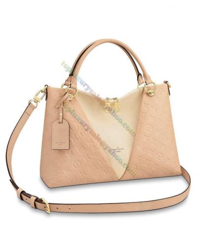  Louis Vuitton V Monogram Embossed Rounded Top Handles Female Bi-color Cowhide Leather 2022 New Tote Bag Creme