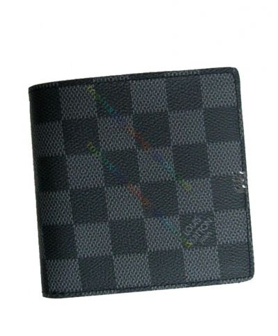  Louis Vuitton Damier Graphite Marco Black Canvas Male Simple Design Short Bifold Wallet For Sale