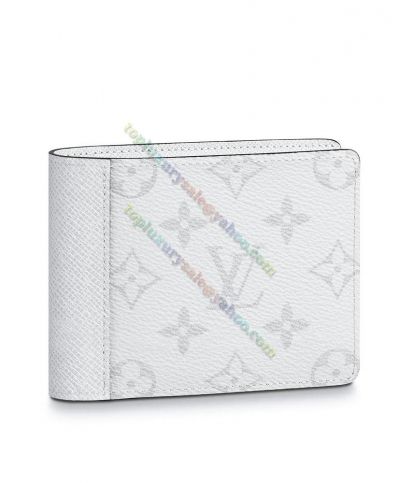  Louis Vuitton Ladies Multiple Monogram Printing High Quality White Canvas Bifold Short Wallet