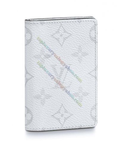 Louis Vuitton Pocket Organiser Monogram Pattern White Canvas Low Price Male Bi-fold Short Wallet