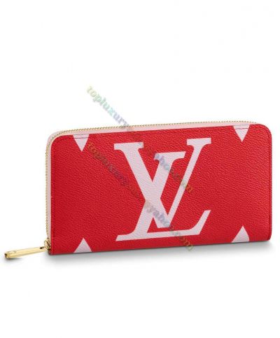  Louis Vuitton Monogram LV Printing Red & Pink Patchwork Women's Hot Selling Long Canvas Zippy Wallet