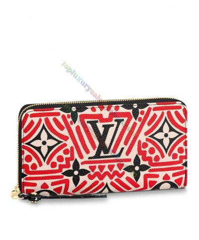  Louis Vuitton Crafty Graffiti Style Monogram Printing Sweet Design Women's Red Canvas Zipper Closure Long Wallet 