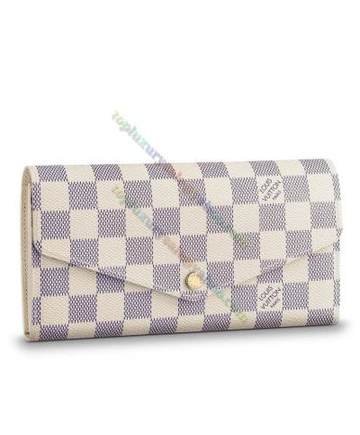 Louis Vuitton Sarah Damier Azur N63208 White Canvas Summer Hot Selling Short Flap Wallet For Ladies 