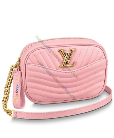 Louis Vuitton New Wave Camera Bag Sweet Style Quilted Pattern Pink Leather LV Signature Women's Crossbody Bag M58677