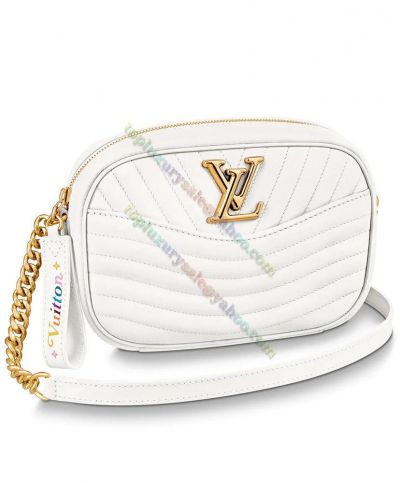  Louis Vuitton Best New Wave White Quilted Leather Golden LV Signature Women Chain Bag Fashion Camera Bag