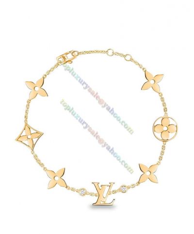 Counterfeit Louis Vuitton Women's Idylle Blossom Monogram & Lv Initials Joint Diamond Golde Best Website Hand Chain Q95588