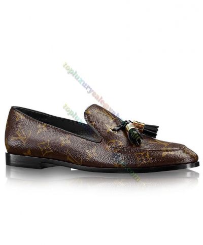  Louis Vuitton Ladies Monogram Society Loafers Patent  Brown Canvas Leather Tassel Flat Shoes Sale Spring/Fall  