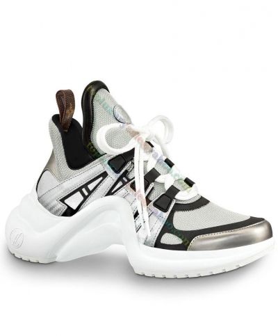  Louis Vuitton Female Archlight Trainer Wave Shaped Outsole Oversized Tongue Black&Gray Tech Mesh Fabric Low Top Sneaker