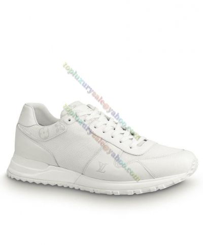 Hot Sale Louis Vuitton Run Away White Sneakers LV Initial Side Monogram Canvas & Calfskin Lace Up Shoes 1A5AY0