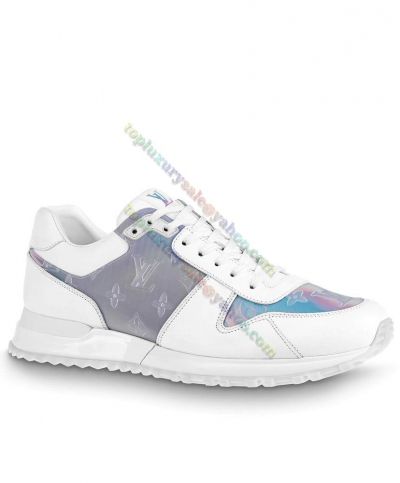Best Louis Vuitton Run Away Calfskin & Monogram Rainbow Textile Hot Sale White Sneakers For Men 1A8KIQ 