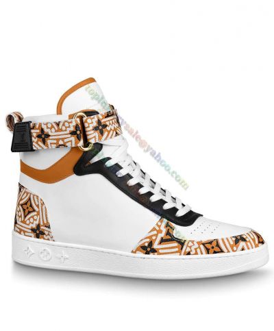  Louis Vuitton Unisex Crafty Boombox Boot Brown Velcro Strap Monogram Flowers&White Leather Paneled Sneakers